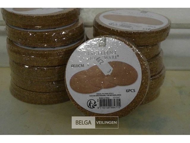 12x6st kurkonderleggers ø10 cm - afbeelding 2 van  2