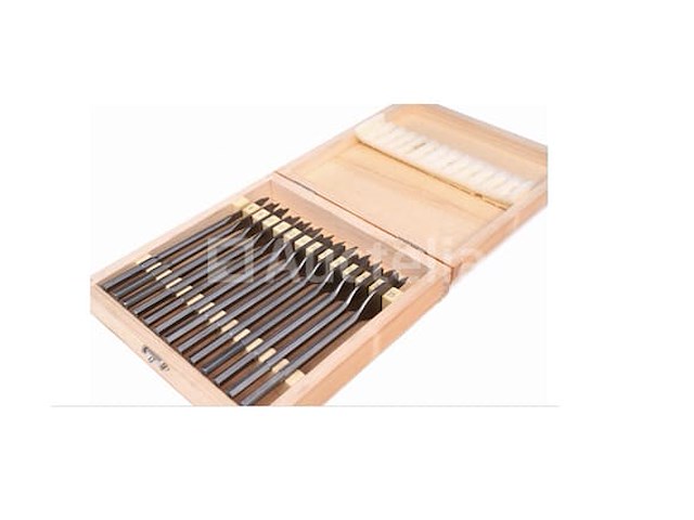 13 kraft&dele houten spadebits in een houten doos - afbeelding 1 van  3