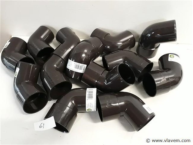 13 x bocht 67° 50 mm bruin pvc regenafvoer - afbeelding 1 van  2