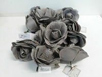 13 x roos stof grijs met clip 9 cm - afbeelding 1 van  3