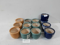 13 x stenen bloempotje 9cm gelakt mix kleuren - afbeelding 1 van  3