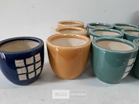 13 x stenen bloempotje 9cm gelakt mix kleuren - afbeelding 3 van  3