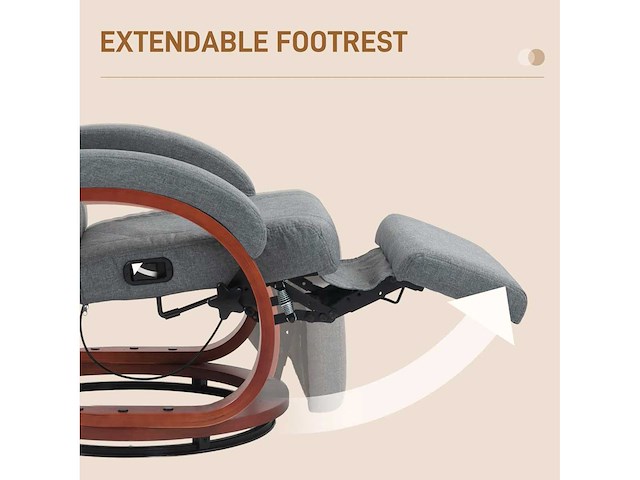 135° handmatige schuifstoel met voetsteun - grijs - afbeelding 5 van  7