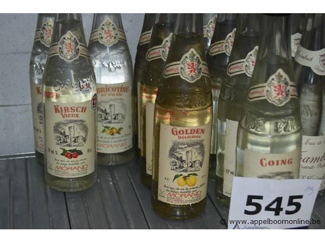 13x fles eau de vie, wo. 5x morand (kirsch vieux, abricotine du valais, golden delicacies), 8x f & e grimback (coing, framboise grande reserve, mirabelle reserve), 70cl - afbeelding 2 van  3