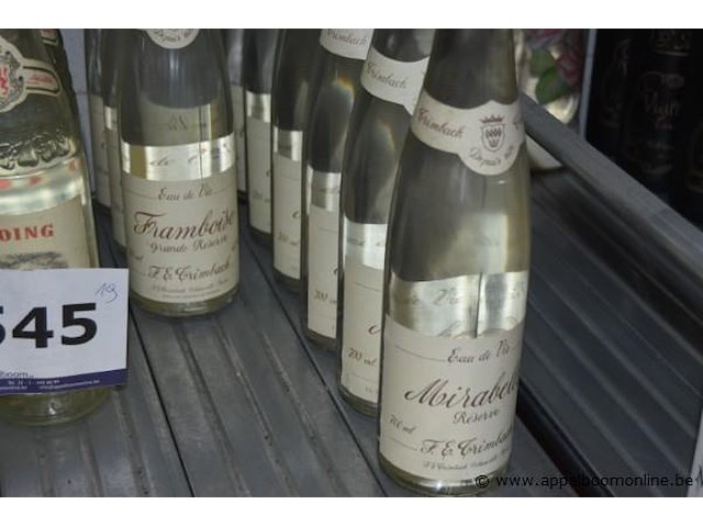 13x fles eau de vie, wo. 5x morand (kirsch vieux, abricotine du valais, golden delicacies), 8x f & e grimback (coing, framboise grande reserve, mirabelle reserve), 70cl - afbeelding 3 van  3