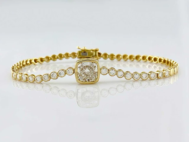 14 kt geelgouden armband met 2,93 cts laboratoriumgekweekte diamant - afbeelding 1 van  9
