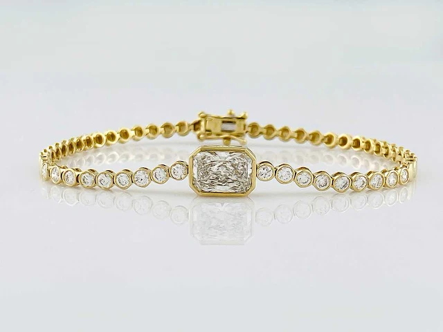 14 kt geelgouden armband met 2,93 cts laboratoriumgekweekte diamant - afbeelding 1 van  8