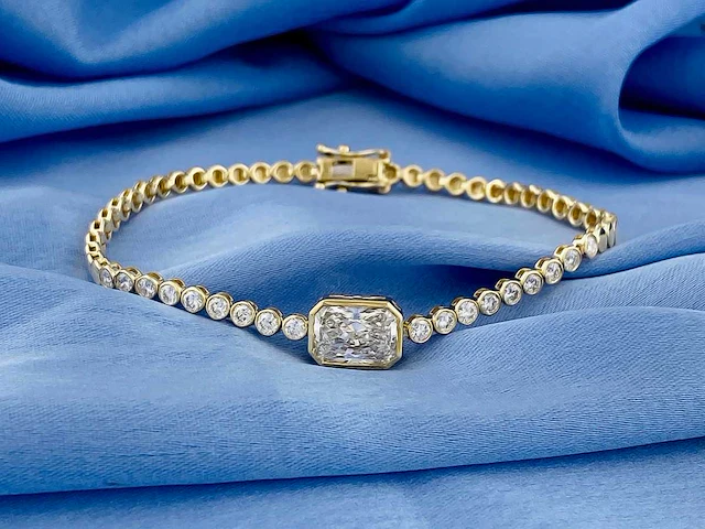 14 kt geelgouden armband met 2,93 cts laboratoriumgekweekte diamant - afbeelding 4 van  8