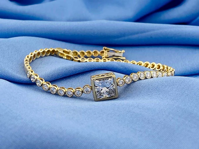 14 kt geelgouden armband met 3,0 cts laboratoriumgekweekte diamant - afbeelding 6 van  9