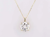 14 kt geelgouden ketting met hanger en 3,0 cts, labgekweekte diamant - afbeelding 1 van  8