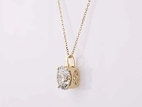 14 kt geelgouden ketting met hanger en 3,0 cts, labgekweekte diamant - afbeelding 3 van  8