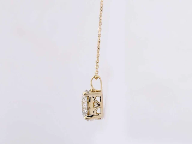 14 kt geelgouden ketting met hanger en 3,0 cts, labgekweekte diamant - afbeelding 5 van  8