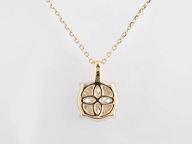 14 kt geelgouden ketting met hanger en 3,0 cts, labgekweekte diamant - afbeelding 7 van  8