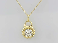 14 kt geelgouden ketting met hanger en laboratoriumgekweekte diamant - afbeelding 1 van  9