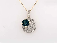 14 kt geelgouden ketting met hanger van 1,28 cts natuurlijke diamant en topaas - afbeelding 1 van  7