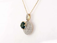 14 kt geelgouden ketting met hanger van 1,28 cts natuurlijke diamant en topaas - afbeelding 2 van  7