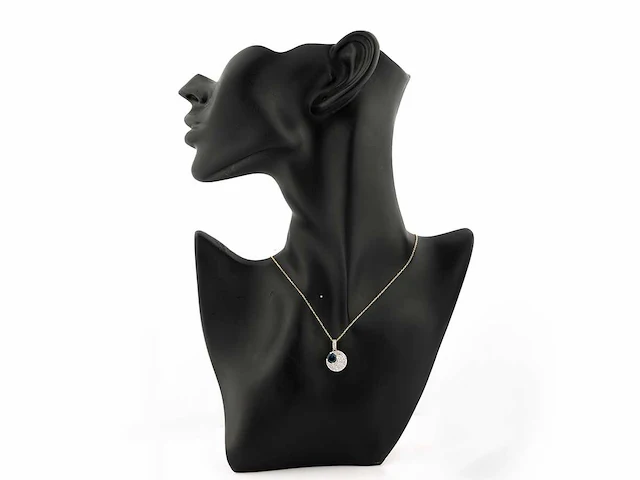 14 kt geelgouden ketting met hanger van 1,28 cts natuurlijke diamant en topaas - afbeelding 3 van  7