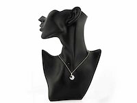 14 kt geelgouden ketting met hanger van 1,28 cts natuurlijke diamant en topaas - afbeelding 3 van  7