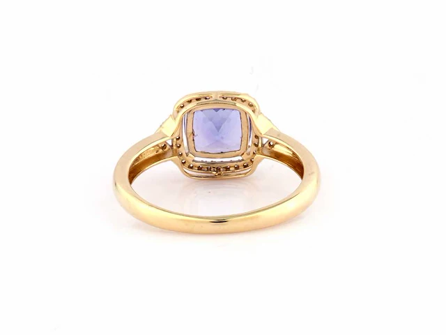 14 kt geelgouden ring met 1,74 cts natuurlijke diamant en tanzaniet - afbeelding 2 van  10