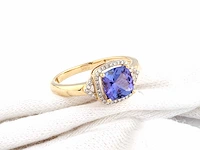 14 kt geelgouden ring met 1,74 cts natuurlijke diamant en tanzaniet - afbeelding 5 van  10