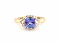 14 kt geelgouden ring met 1,74 cts natuurlijke diamant en tanzaniet - afbeelding 6 van  10