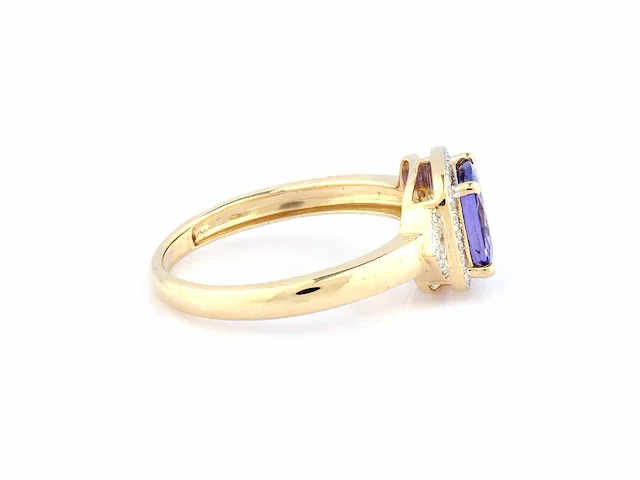 14 kt geelgouden ring met 1,74 cts natuurlijke diamant en tanzaniet - afbeelding 8 van  10
