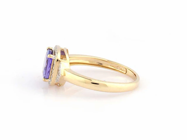 14 kt geelgouden ring met 1,74 cts natuurlijke diamant en tanzaniet - afbeelding 9 van  10