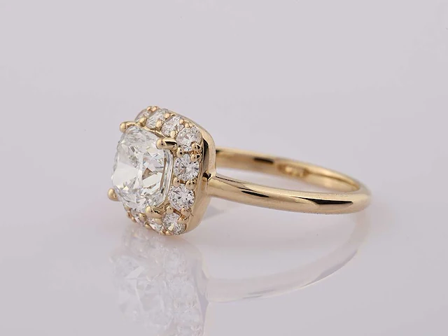14 kt geelgouden ring met 2,70 cts laboratoriumgekweekte diamant - afbeelding 4 van  8