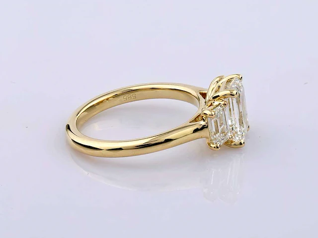 14 kt geelgouden ring met 3,02 cts laboratoriumgekweekte diamant - afbeelding 8 van  10