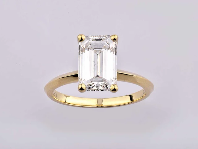 14 kt geelgouden ring met 3,07 cts laboratoriumgekweekte diamant - afbeelding 1 van  9