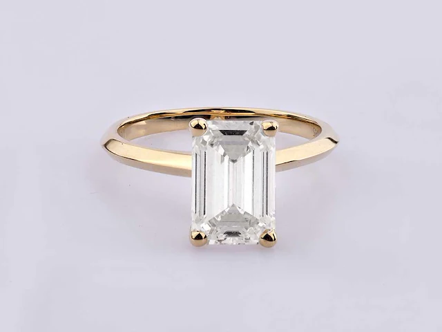 14 kt geelgouden ring met 3,07 cts laboratoriumgekweekte diamant - afbeelding 2 van  9