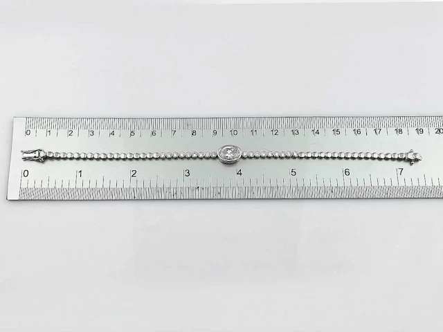 14 kt witgouden armband met 2,97 cts laboratoriumgekweekte diamant - afbeelding 8 van  8