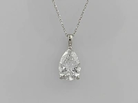 14 kt witgouden ketting met hanger en 3,01 cts laboratoriumgekweekte diamant - afbeelding 1 van  8