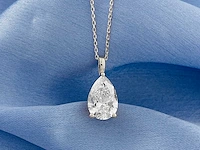 14 kt witgouden ketting met hanger en 3,01 cts laboratoriumgekweekte diamant - afbeelding 2 van  8