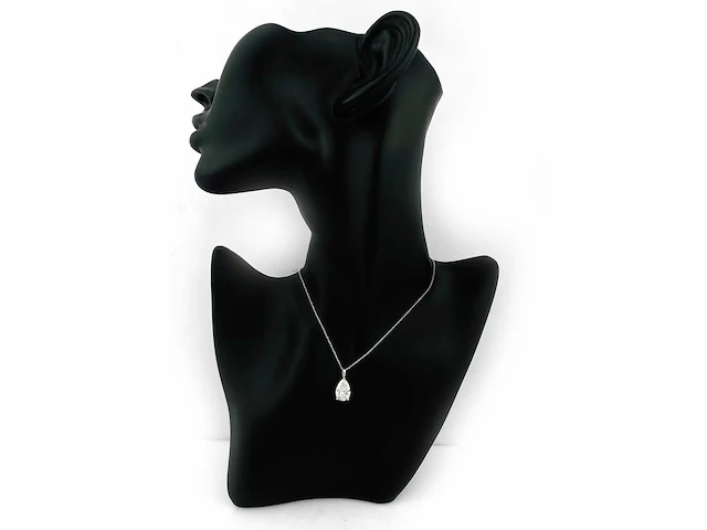 14 kt witgouden ketting met hanger en 3,01 cts laboratoriumgekweekte diamant - afbeelding 4 van  8