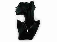 14 kt witgouden ketting met hanger en 3,01 cts laboratoriumgekweekte diamant - afbeelding 4 van  8