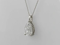 14 kt witgouden ketting met hanger en 3,01 cts laboratoriumgekweekte diamant - afbeelding 5 van  8