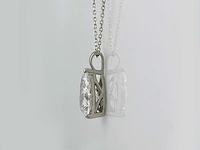 14 kt witgouden ketting met hanger en 3,01 cts laboratoriumgekweekte diamant - afbeelding 6 van  8