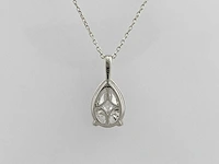 14 kt witgouden ketting met hanger en 3,01 cts laboratoriumgekweekte diamant - afbeelding 7 van  8