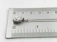 14 kt witgouden ketting met hanger en 3,01 cts laboratoriumgekweekte diamant - afbeelding 8 van  8