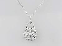 14 kt witgouden ketting met hanger en labgekweekte diamant - afbeelding 1 van  9
