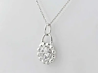 14 kt witgouden ketting met hanger en labgekweekte diamant - afbeelding 2 van  9
