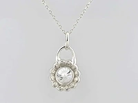 14 kt witgouden ketting met hanger en labgekweekte diamant - afbeelding 7 van  9