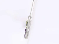 14 kt witgouden ketting met hanger van 0,82 cts natuurlijke diamant en amethist en peridoot - afbeelding 4 van  7
