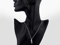 14 kt witgouden ketting met hanger van 0,82 cts natuurlijke diamant en amethist en peridoot - afbeelding 5 van  7