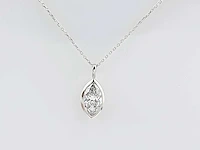 14 kt witgouden ketting met hanger van 2,09 cts en laboratoriumgekweekte diamant - afbeelding 1 van  9