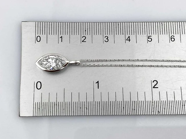 14 kt witgouden ketting met hanger van 2,09 cts en laboratoriumgekweekte diamant - afbeelding 5 van  9