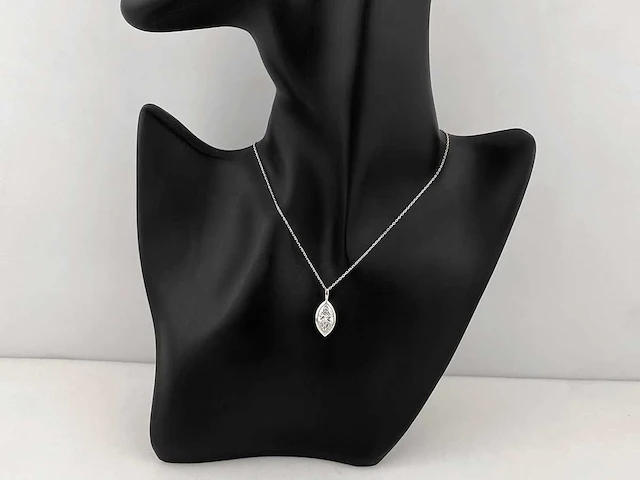 14 kt witgouden ketting met hanger van 2,09 cts en laboratoriumgekweekte diamant - afbeelding 7 van  9