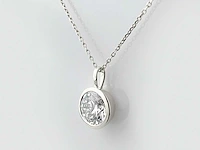 14 kt witgouden ketting met hanger van 2,10 cts en laboratoriumgekweekte diamant - afbeelding 1 van  9