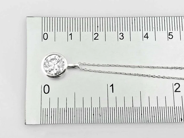 14 kt witgouden ketting met hanger van 2,10 cts en laboratoriumgekweekte diamant - afbeelding 5 van  9